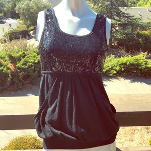 Xhilaration Black Sequin Tank Top